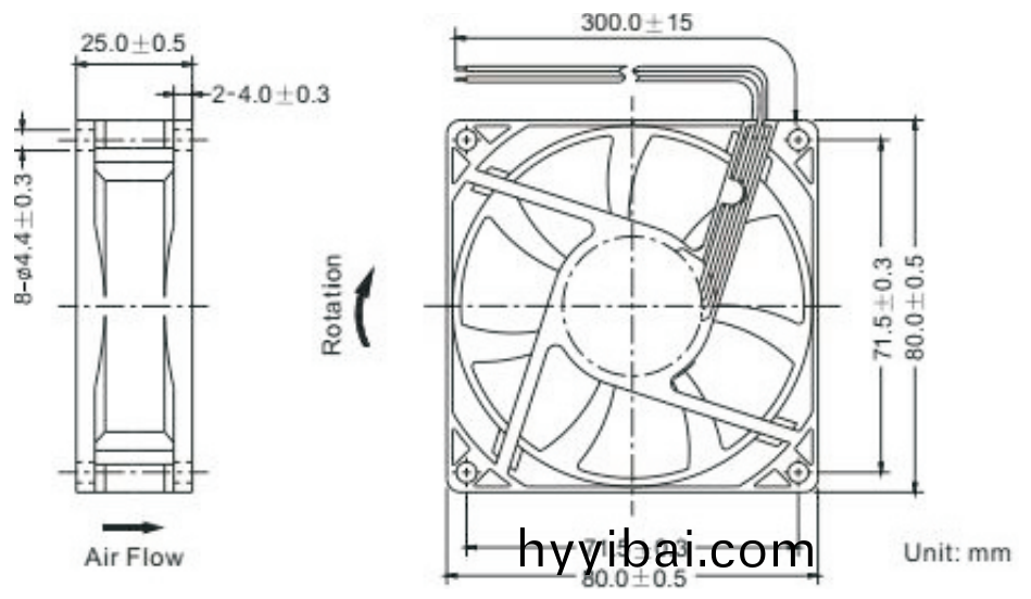 OT-EF8025無刷電機|風扇電(dian)機|直流無刷電機蓡數-萬(wan)至達電機
