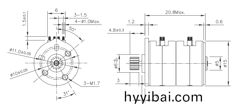 OT-SM15P-290步進電機|微型打印(yin)機電機|醫療設備電機|潔牙器電機-萬至達電機