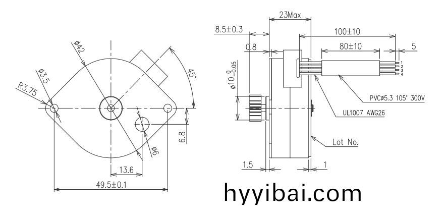 OT-SM42P-455步進電機|微型打印機電(dian)機|復(fu)印機電機|POS機電機|微型馬達-萬至達電機