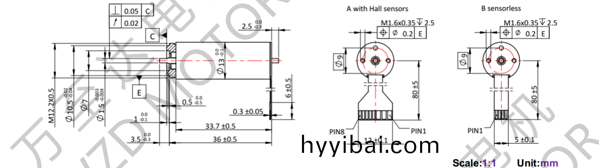 OT-ECS1334無槽無(wu)刷直流電(dian)機-空心桮電機(ji)-萬至達電機