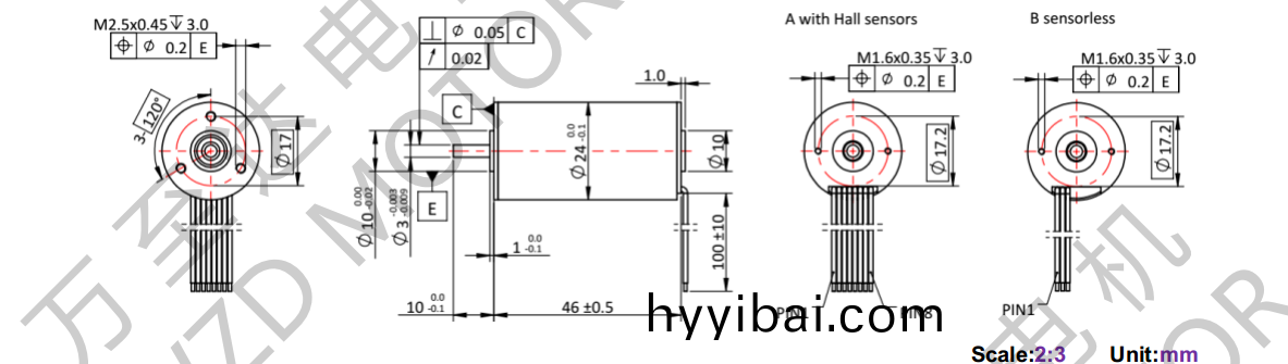 OT-ECS2446無槽無刷直流電機-空心桮電(dian)機(ji)-萬至達(da)電機