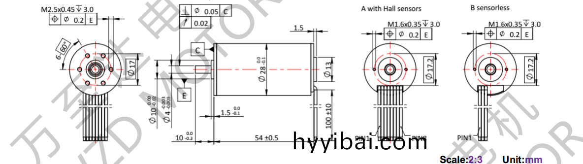 OT-ECS2854無槽無刷直流電機-空心桮電機-萬至(zhi)達電機