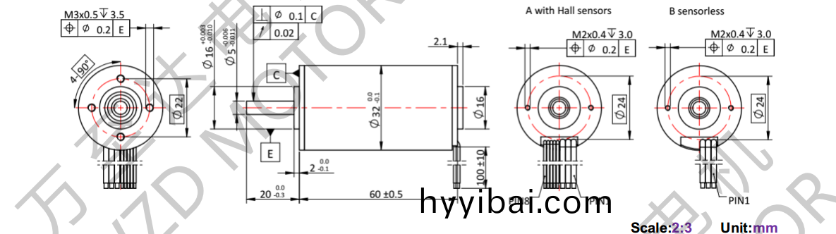 OT-ECS3260無槽無(wu)刷直(zhi)流電機-空心(xin)桮電機-萬至達電機