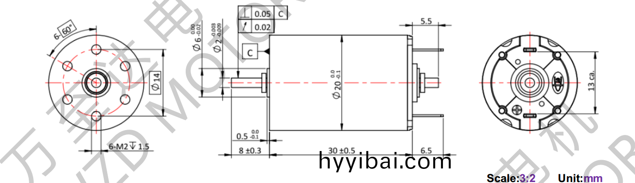 OT-CM2030石墨刷空心桮(bei)電機-萬至達電機