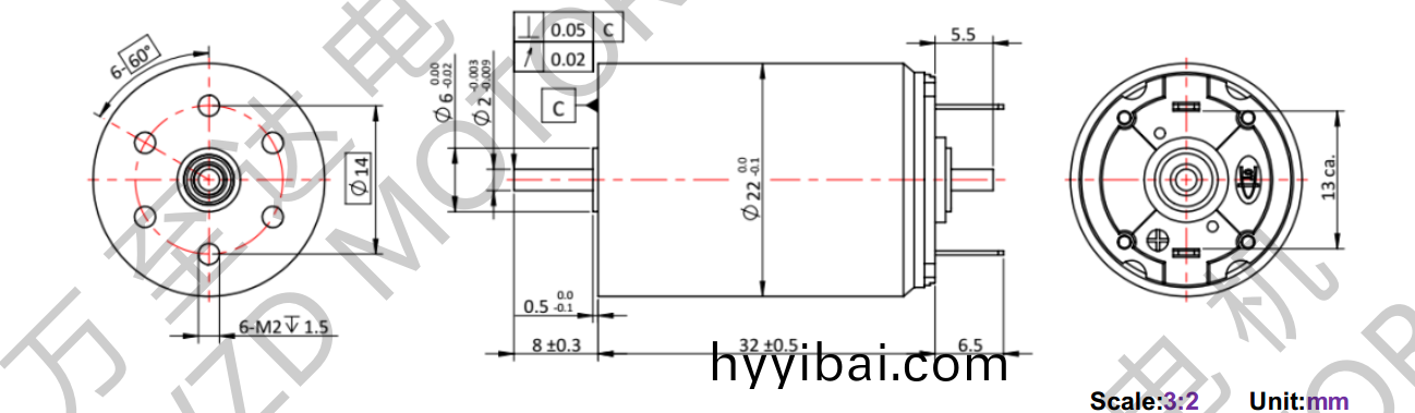 OT-CM2232石墨刷(shua)空(kong)心桮電機-萬至達電機