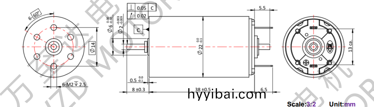 OT-CM2238石墨刷空心(xin)桮電(dian)機-萬至達電機