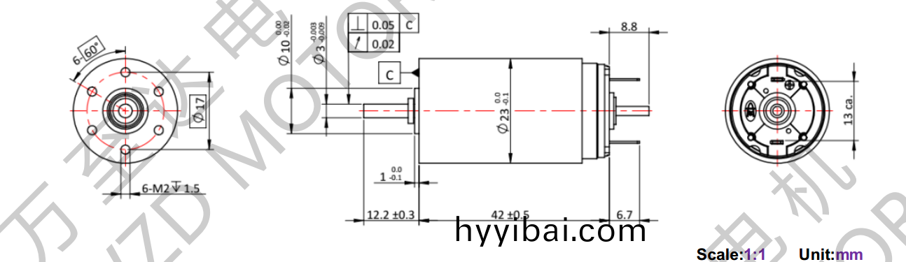 OT-CM2342石墨刷空(kong)心桮電(dian)機-萬至達(da)電機