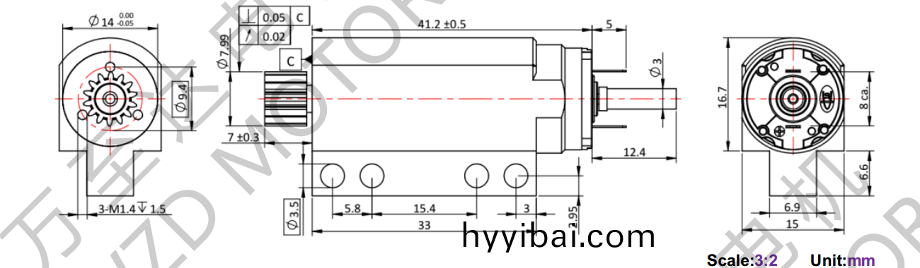 OT-CM1740石墨刷(shua)空心桮電機(ji)-萬至達電機