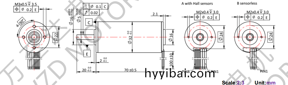 OT-ECS3270無槽無(wu)刷(shua)電機-空心桮(bei)電機-萬至達電(dian)機