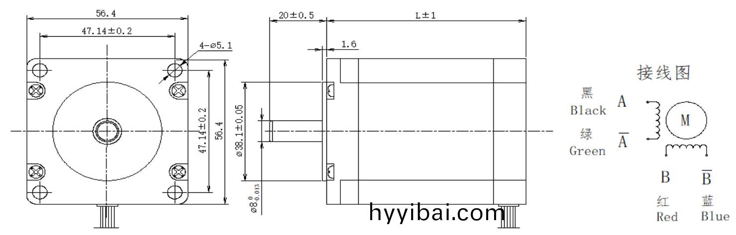57係列1.8°兩相(xiang)開環步(bu)進電機結構