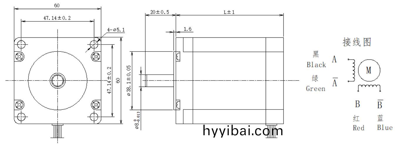 60係列1.8°兩相開環步進電機(ji)結構