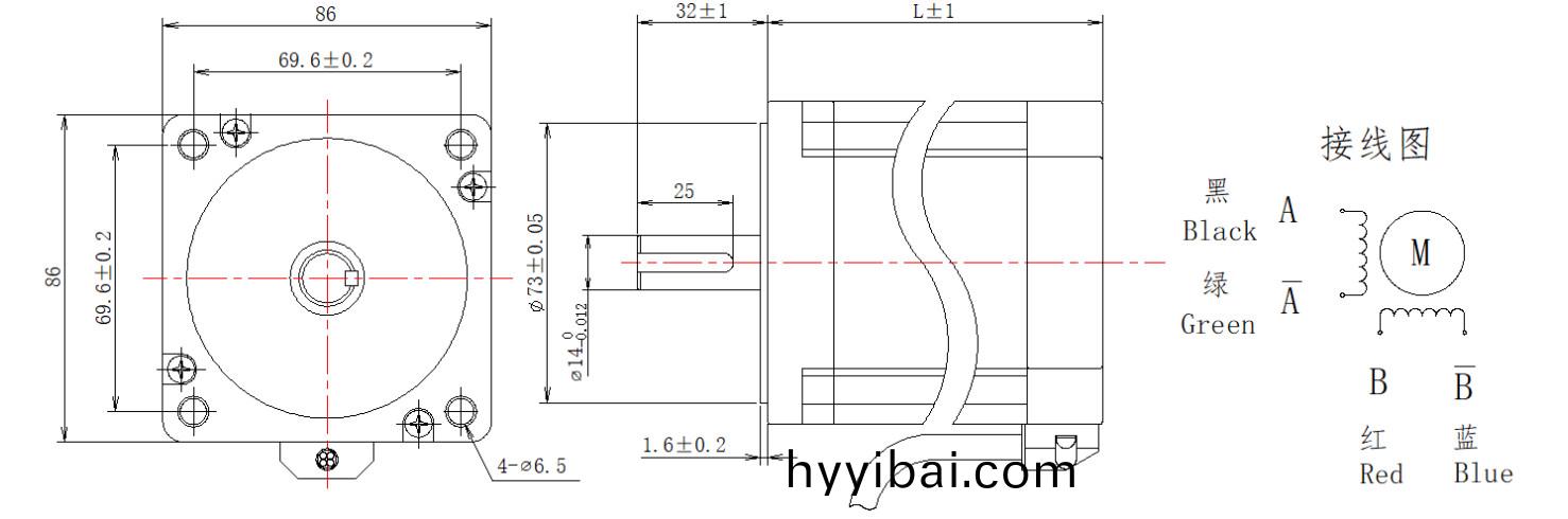 86係(xi)列1.8°兩相開環步進(jin)電機結構(gou)