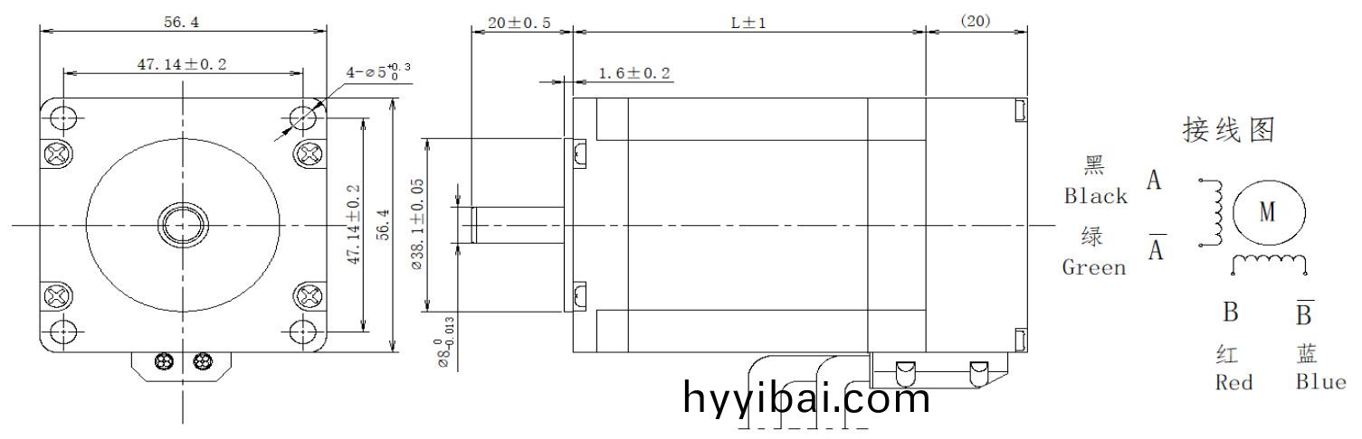 57係列0.9°兩相閉環(huan)步進電機結(jie)構