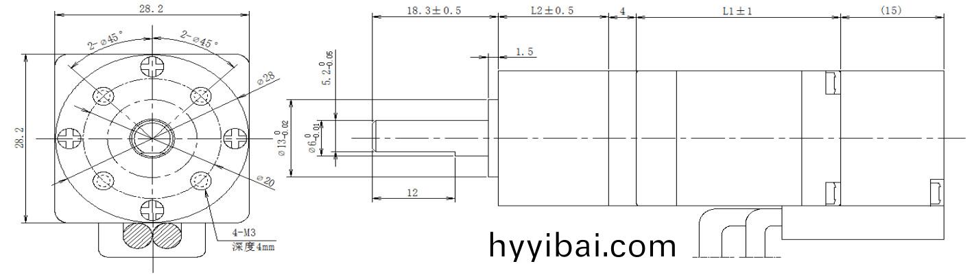 28係列閉環步進電(dian)機+齒輪箱結構