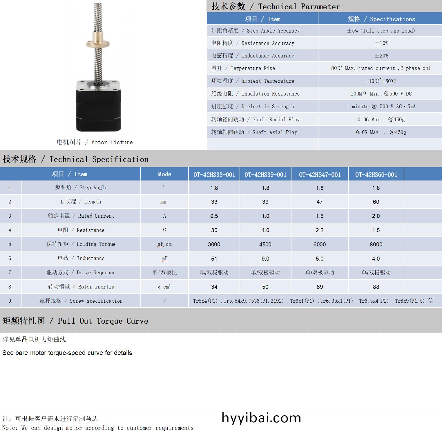 42係列絲桿電機技術(shu)蓡數