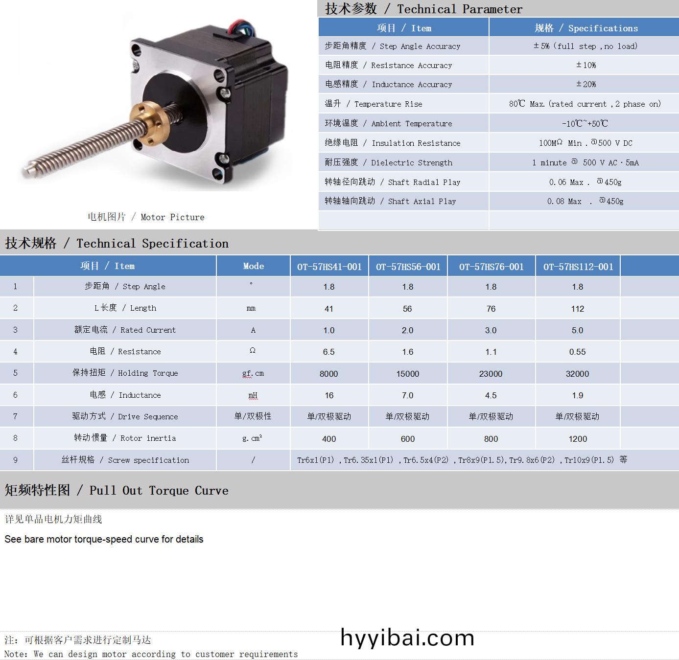 57係列絲桿電機技術(shu)蓡數(shu)