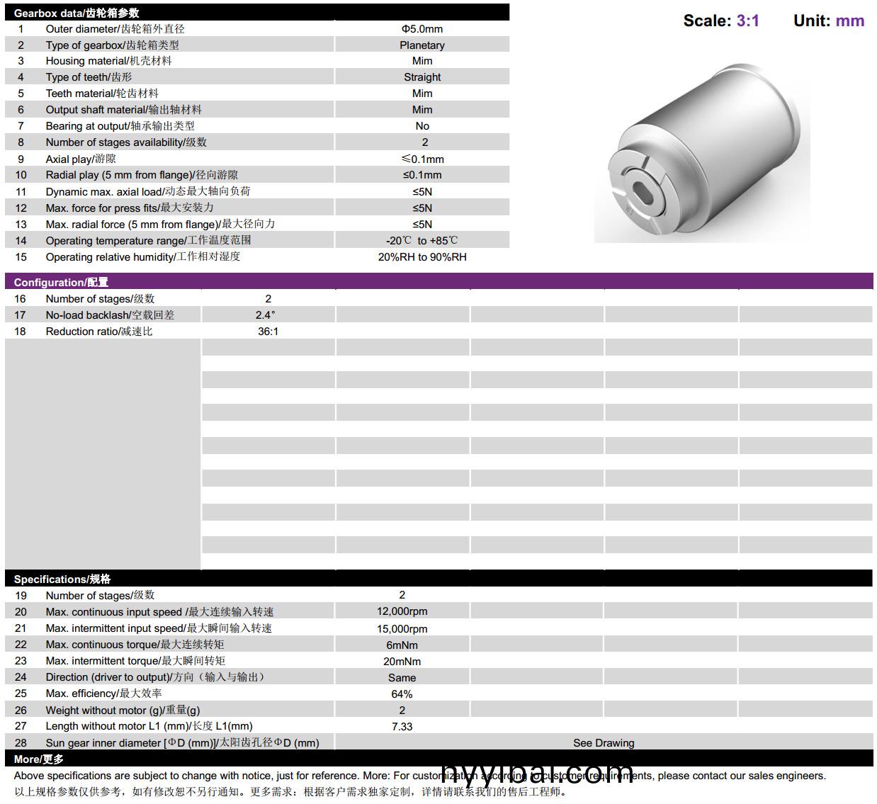5mm行星齒輪箱-微型齒輪箱-萬至(zhi)達電機
