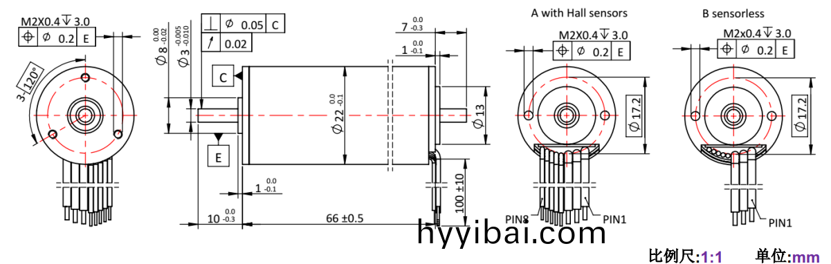 ECS-4P 2266 2對極空心桮無刷電機(ji)-萬至達電機(ji)