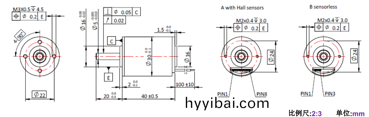 ECS-4P 3040 2對極空(kong)心(xin)桮無刷電機-萬至達電機