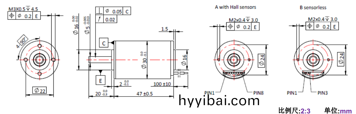 ECS-4P 3047 2對極空心桮無刷電機(ji)-萬至達電機