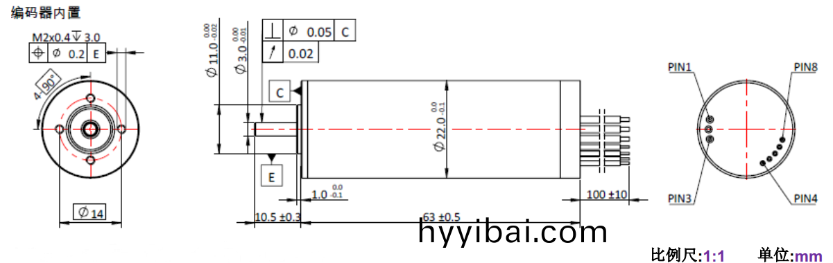 ECS 2263 內寘編碼器空心桮電機-萬至達電機